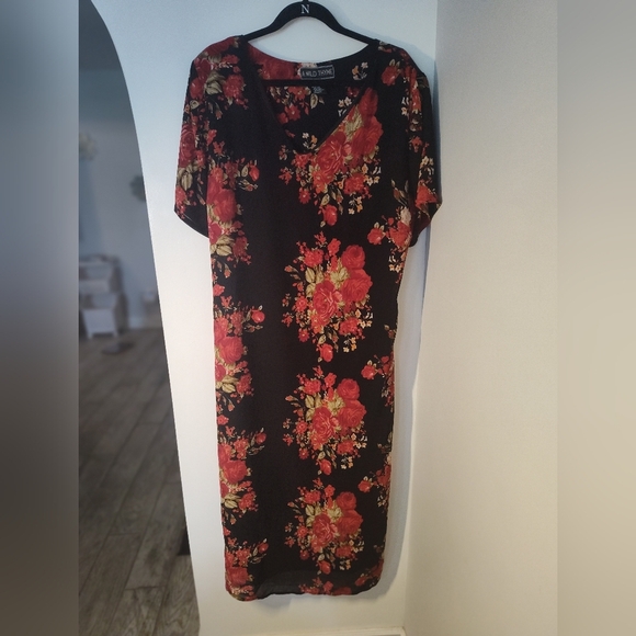 A Wild Thyme Plus Size Floral Black Dress #388 - Picture 1 of 4